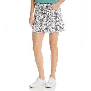 FRAME Denim Snakeskin Print Mini Skirt Size 28 Black White Raw Hem High Rise